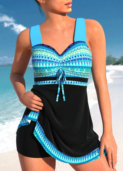 Delphine - Maillot de Bain Femme Tendance Robe de Plage avec Imprimé Ethnique et Encolure en Cœur