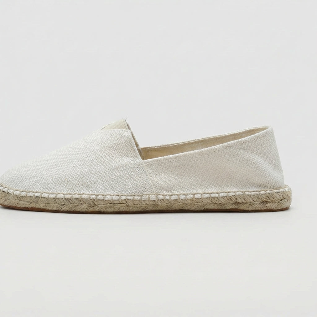 Diane - Mocassins en Lin Bohème Femme avec Semelle Corde et Bout Rond