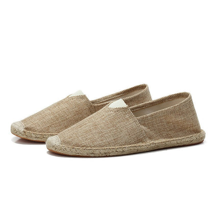 Diane - Mocassins en Lin Bohème Femme avec Semelle Corde et Bout Rond