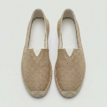 Diane - Mocassins en Lin Bohème Femme avec Semelle Corde et Bout Rond