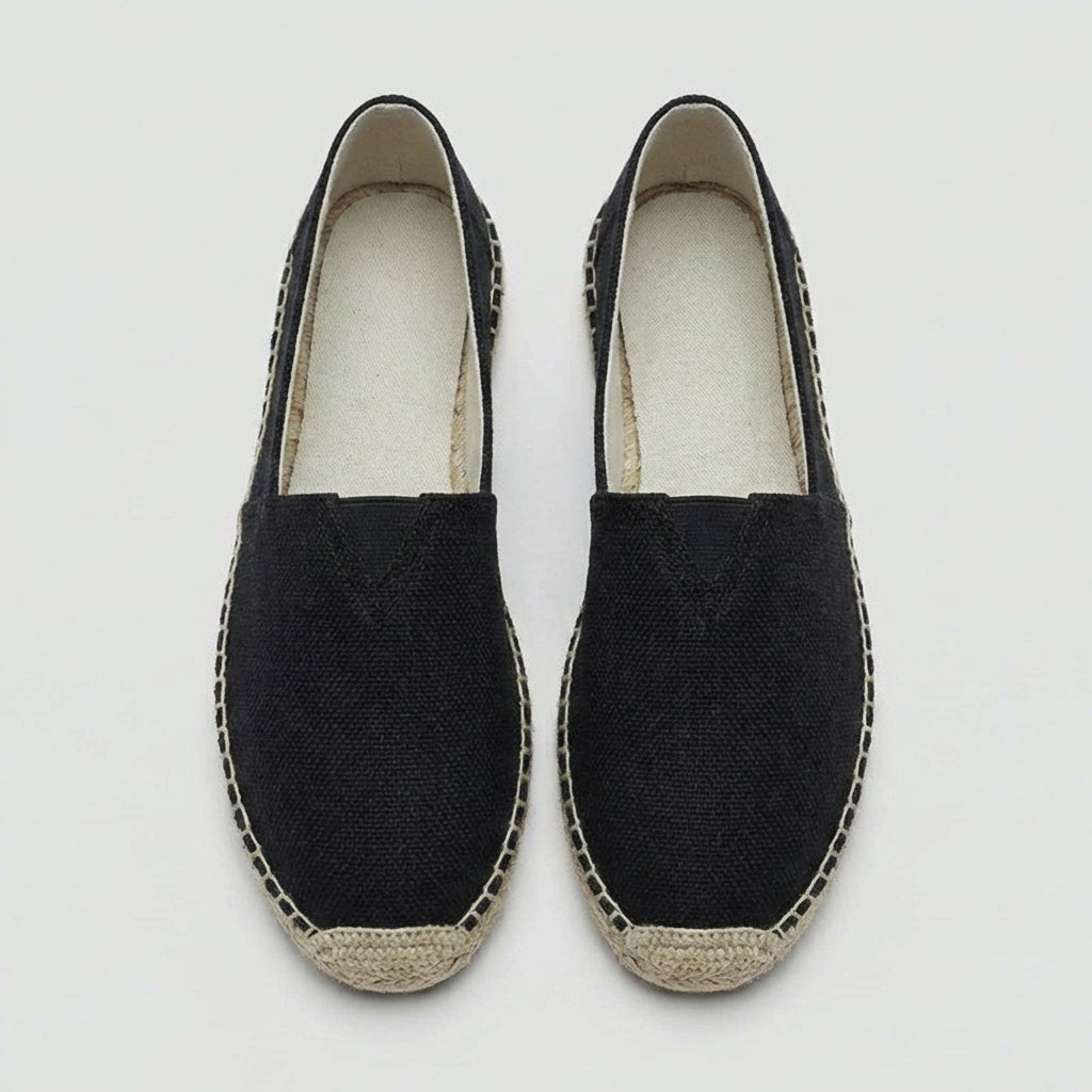 Diane - Mocassins en Lin Bohème Femme avec Semelle Corde et Bout Rond