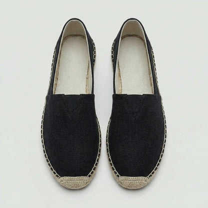 Diane - Mocassins en Lin Bohème Femme avec Semelle Corde et Bout Rond