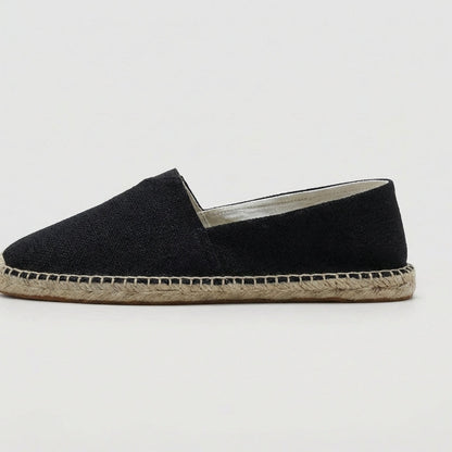 Diane - Mocassins en Lin Bohème Femme avec Semelle Corde et Bout Rond