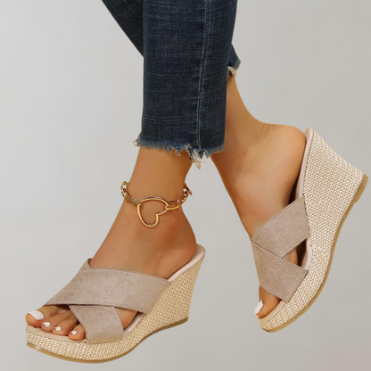Manon - Sandales Compensées Orthopédiques Femme avec Bride Croisée Style Bohème
