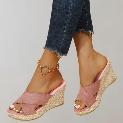 Manon - Sandales Compensées Orthopédiques Femme avec Bride Croisée Style Bohème