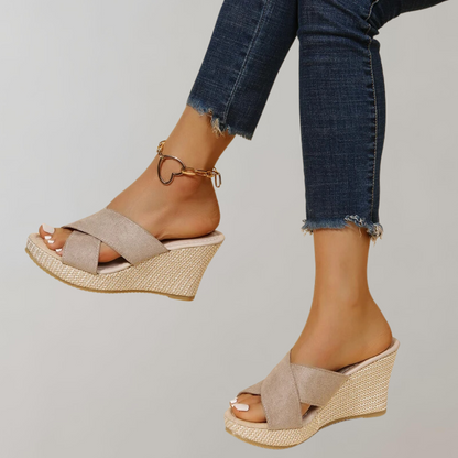 Manon - Sandales Compensées Orthopédiques Femme avec Bride Croisée Style Bohème