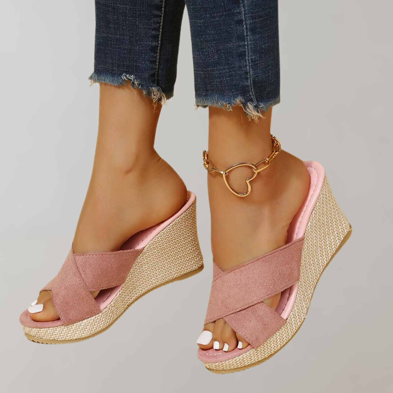 Manon - Sandales Compensées Orthopédiques Femme avec Bride Croisée Style Bohème