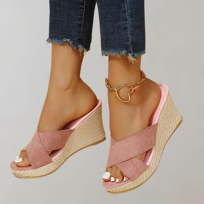 Manon - Sandales Compensées Orthopédiques Femme avec Bride Croisée Style Bohème