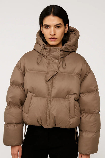 Doudoune Courte Femme | Capuche et Fermeture Asymétrique | Chaude et Fonctionnelle