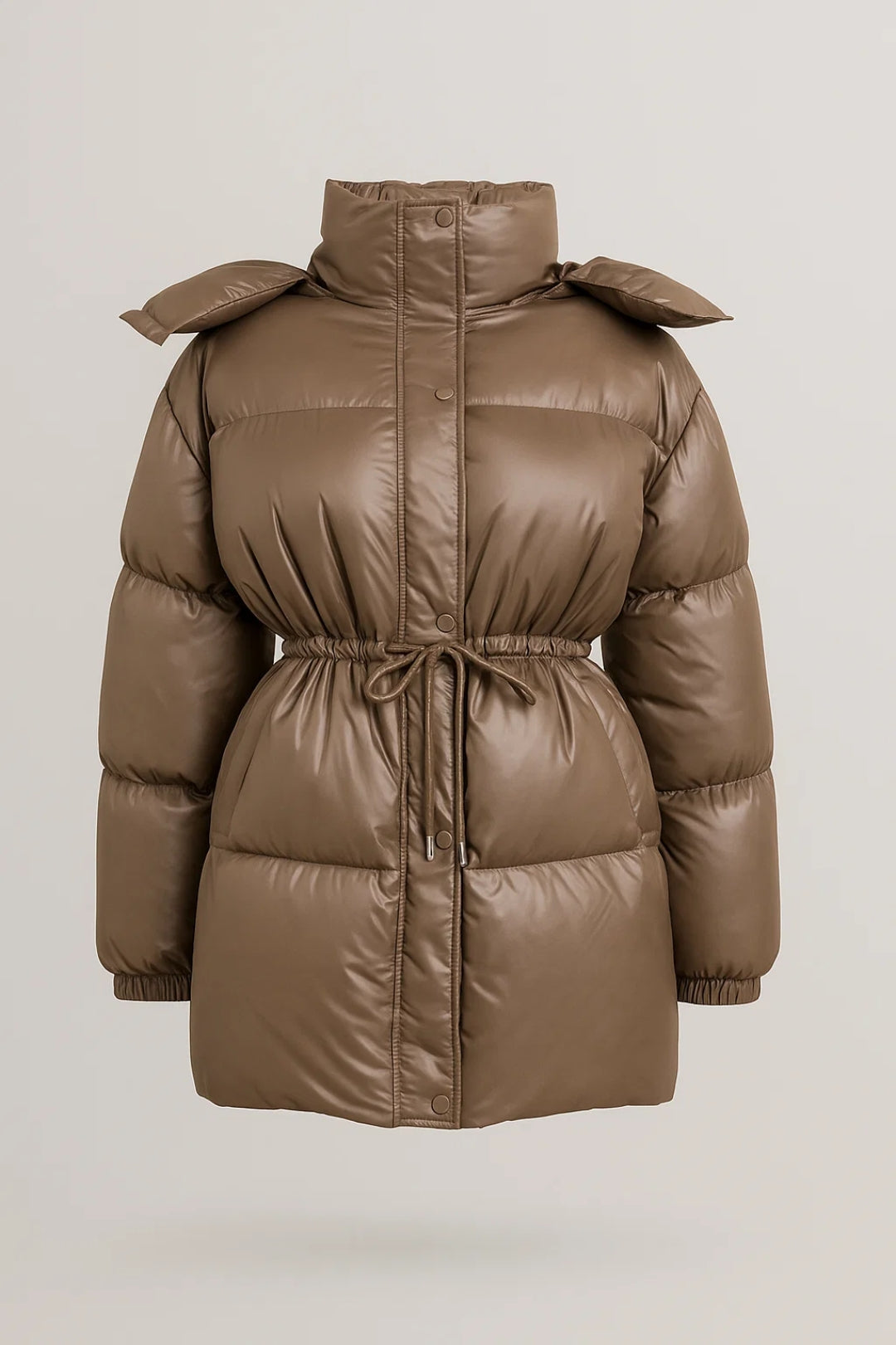 Doudoune Longue Cintrée | Manteau matelassé avec cordon pour femme | Chaud et Structuré