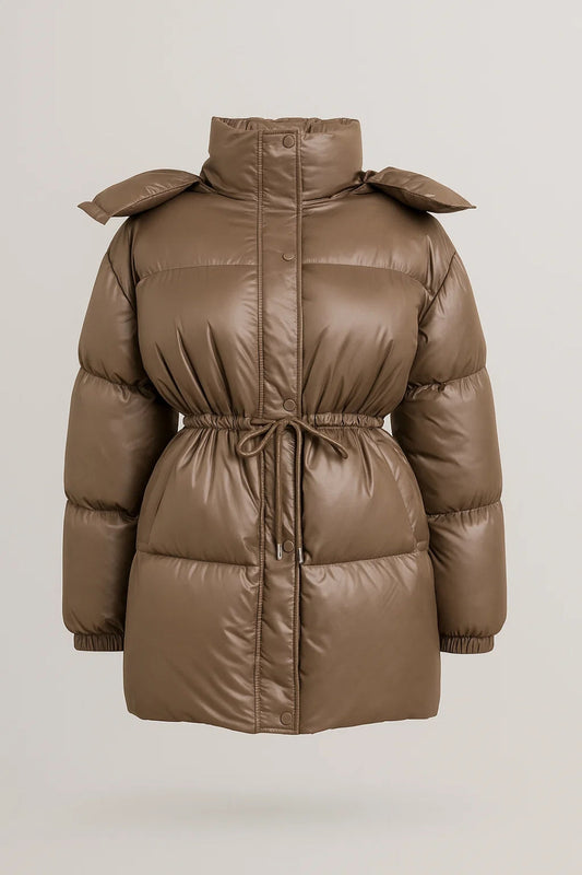 Doudoune Longue Cintrée | Manteau matelassé avec cordon pour femme | Chaud et Structuré
