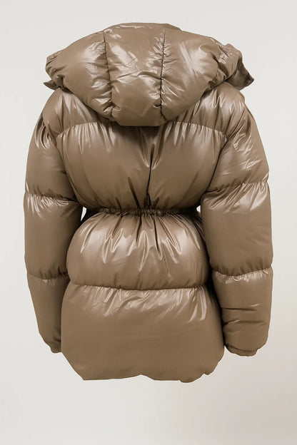 Doudoune Longue Cintrée | Manteau matelassé avec cordon pour femme | Chaud et Structuré