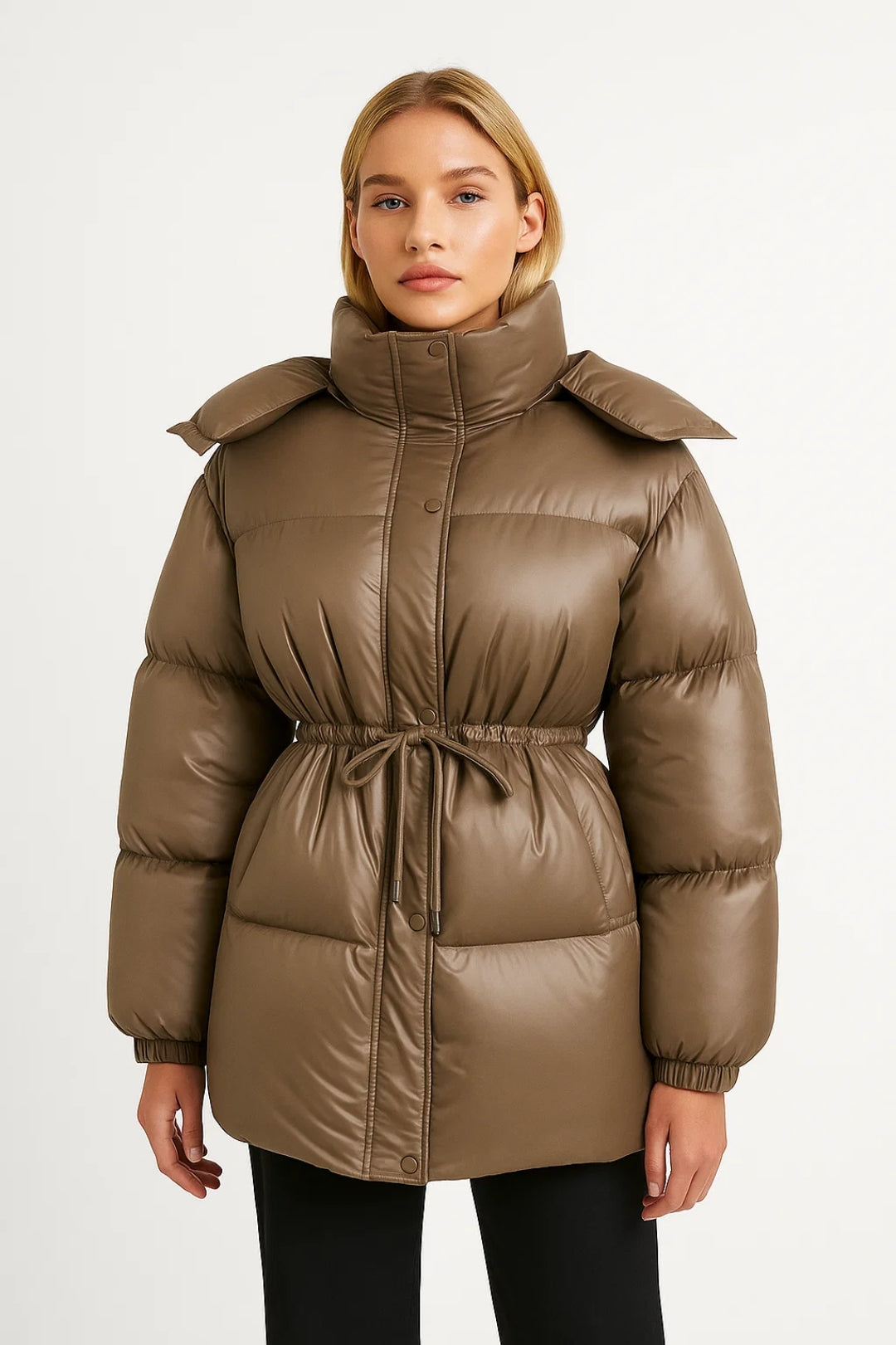 Doudoune Longue Cintrée | Manteau matelassé avec cordon pour femme | Chaud et Structuré