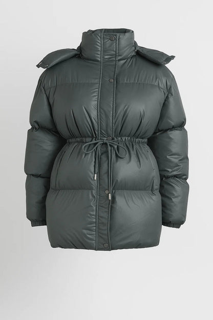 Doudoune Longue Cintrée | Manteau matelassé avec cordon pour femme | Chaud et Structuré