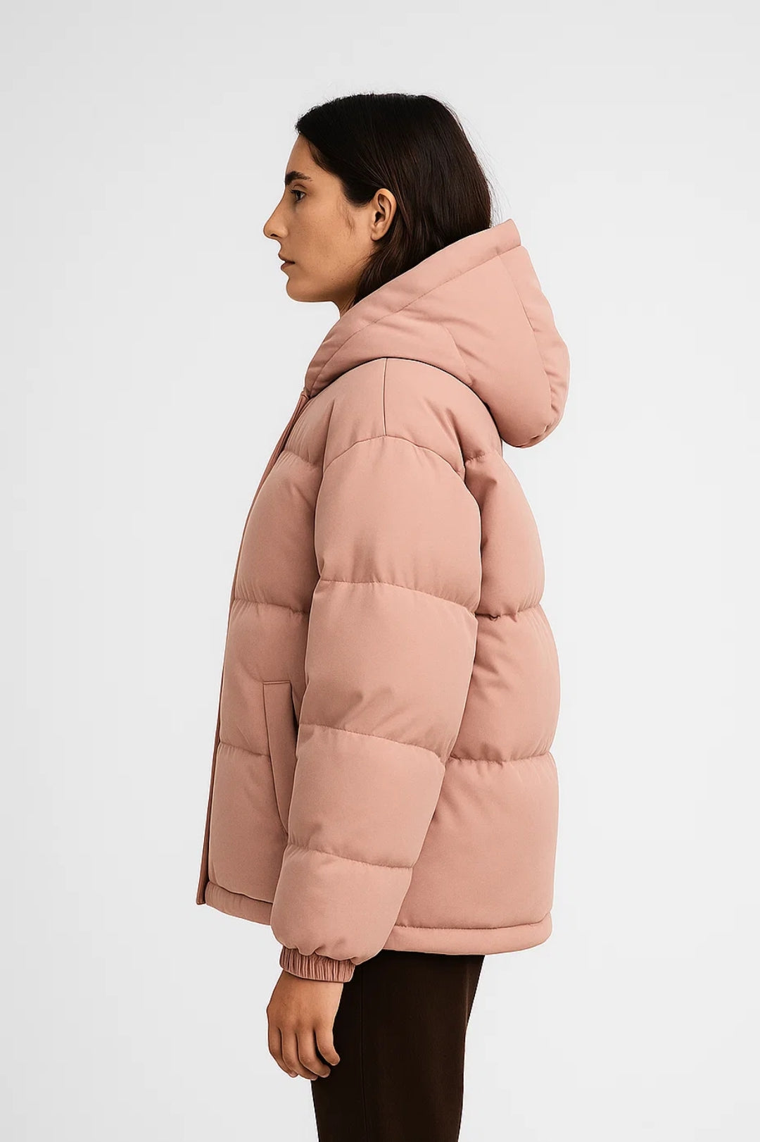 Doudoune matelassée avec capuche | Disponible en vert sauge et rose poudré