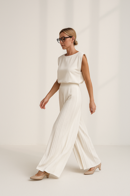 Ensemble 2 Pièces Femme | Tissu Plissé Élégant | Coupe Fluide