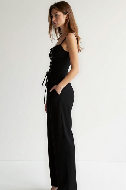 Ensemble Femme Bustier Lacé | Pantalon Fluide Taille Haute | Élégance Naturelle
