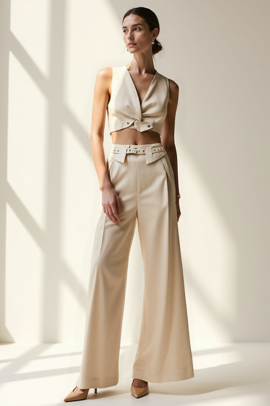 Ensemble Pantalon Femme | Fluide Élégant | Taille Haute Moderne
