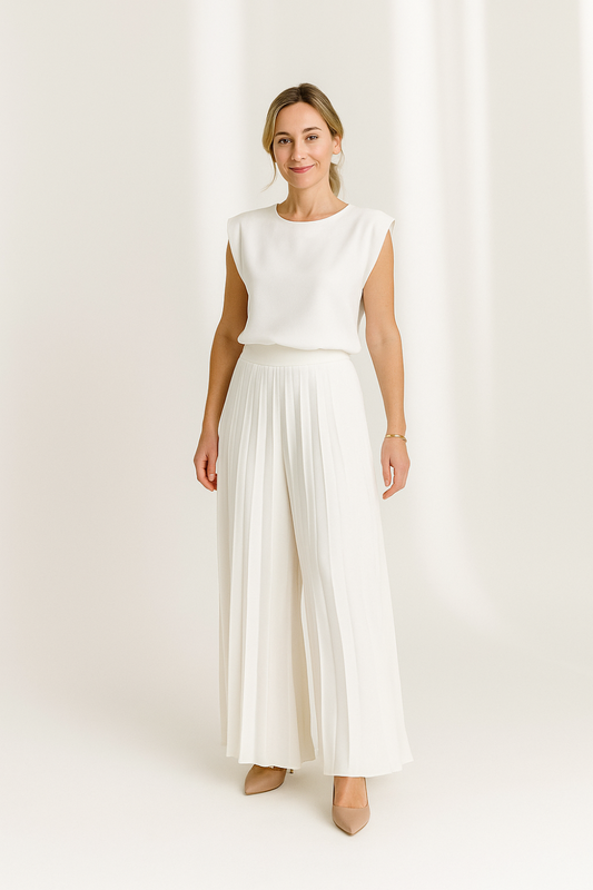 Ensemble 2 Pièces Femme | Tissu Plissé Élégant | Coupe Fluide