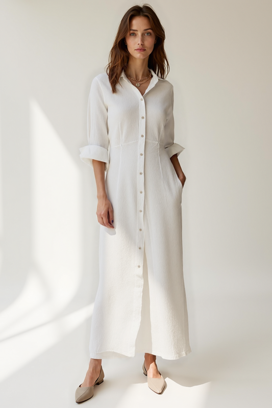 Ensemble 2 Pièces Femme | Chemise Longue Boutonnée | Pantalon Taille Haute Fluide