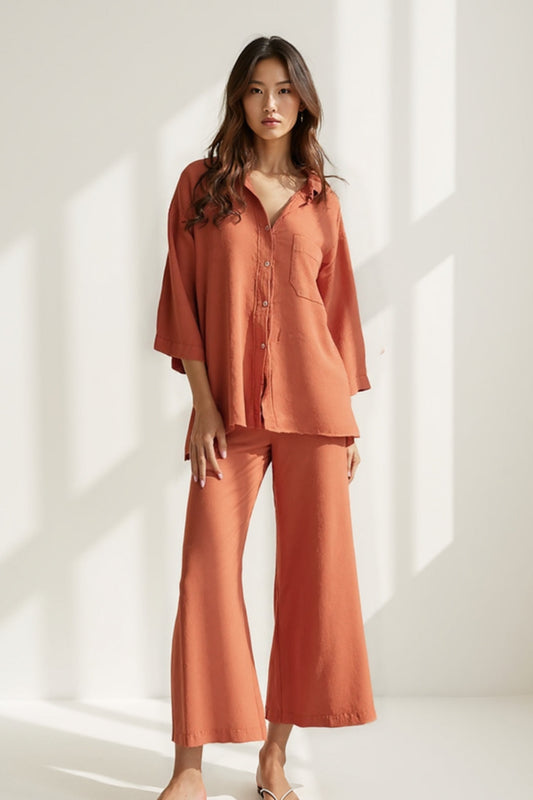 Ensemble Chemise et Pantalon Large | Lin Léger | Confort et Élégance
