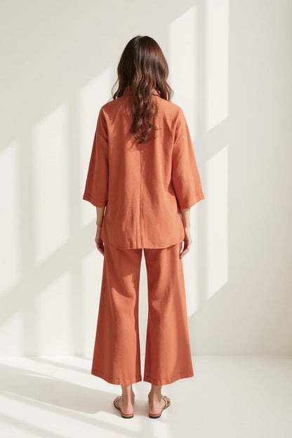 Ensemble Chemise et Pantalon Large | Lin Léger | Confort et Élégance