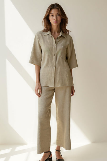 Ensemble Chemise et Pantalon | Tissu Léger | Décontracté et Élégant