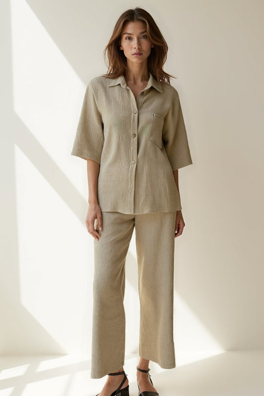 Ensemble Chemise et Pantalon | Tissu Léger | Décontracté et Élégant