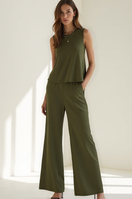 Ensemble Débardeur et Pantalon Large | Tissu Fluide | Confort Élégant