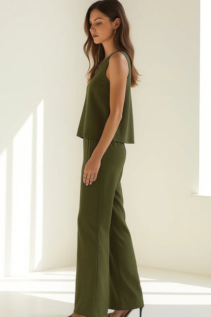 Ensemble Débardeur et Pantalon Large | Tissu Fluide | Confort Élégant