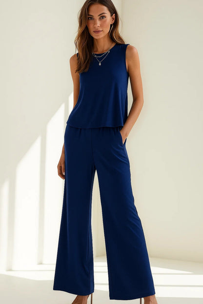 Ensemble Débardeur et Pantalon Large | Tissu Fluide | Confort Élégant