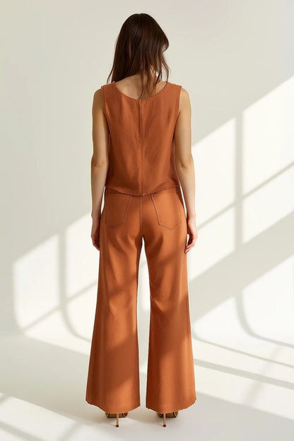 Ensemble Débardeur et Pantalon Évasé | Deux Pièces | Style Minimaliste et Confortable