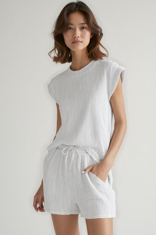Ensemble Débardeur et Short | Tissu Gaufré Léger | Confort Estival