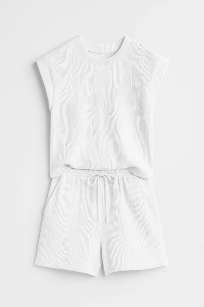 Ensemble Débardeur et Short | Tissu Gaufré Léger | Confort Estival