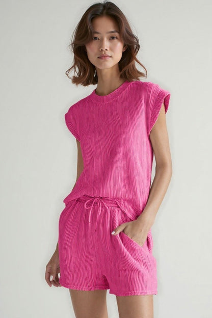 Ensemble Débardeur et Short | Tissu Gaufré Léger | Confort Estival