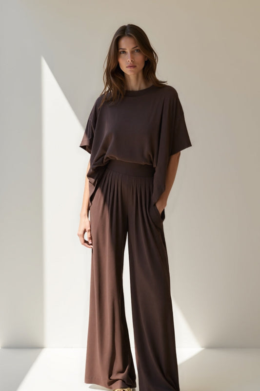 Ensemble Décontracté Deux Pièces | Haut Oversize & Pantalon Plissé | Confort Élégant