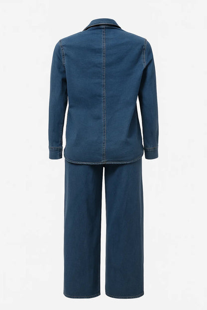 Ensemble Décontracté Femme | Haut à Col V et Pantalon Large | Léger et Respirant