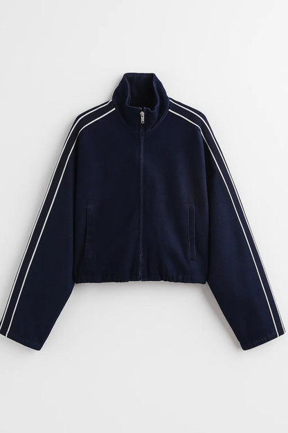 Ensemble Décontracté Femme | Survêtement Zippé à Rayures | Léger et Respirant