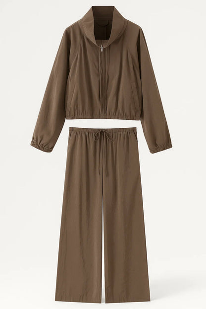 Ensemble Décontracté à Fermeture Éclair | Veste Zippée et Pantalon Large | Léger et Respirant