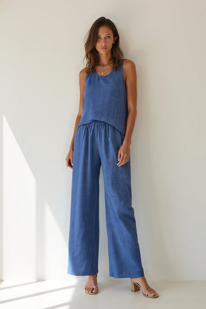 Ensemble Décontracté Sans Manches | Haut Dos Détail Crochet | Pantalon Large