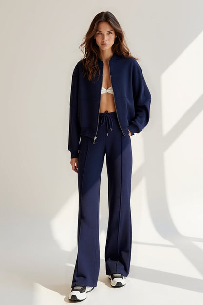 Ensemble Décontracté avec Veste Zippée et Pantalon Large | Deux Pièces | Confort Sportif