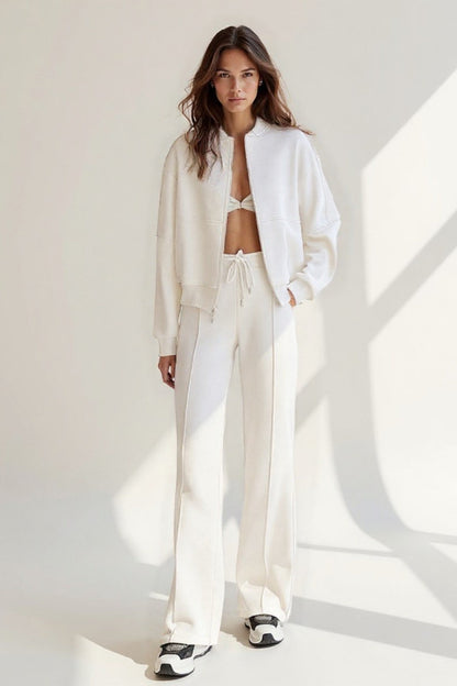 Ensemble Décontracté avec Veste Zippée et Pantalon Large | Deux Pièces | Confort Sportif