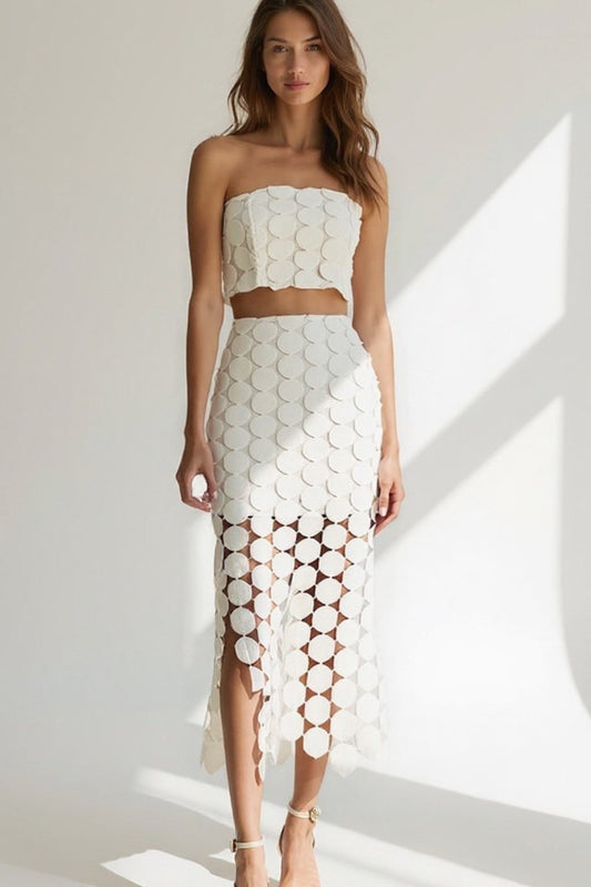 Ensemble Découpé | Design Moderne | Haut Bandeau et Jupe Transparente