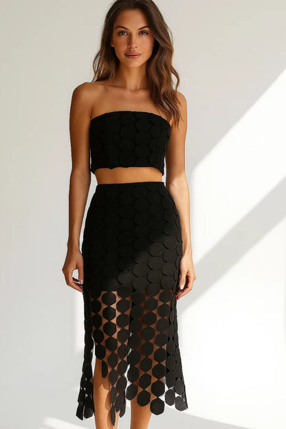 Ensemble Découpé | Design Moderne | Haut Bandeau et Jupe Transparente