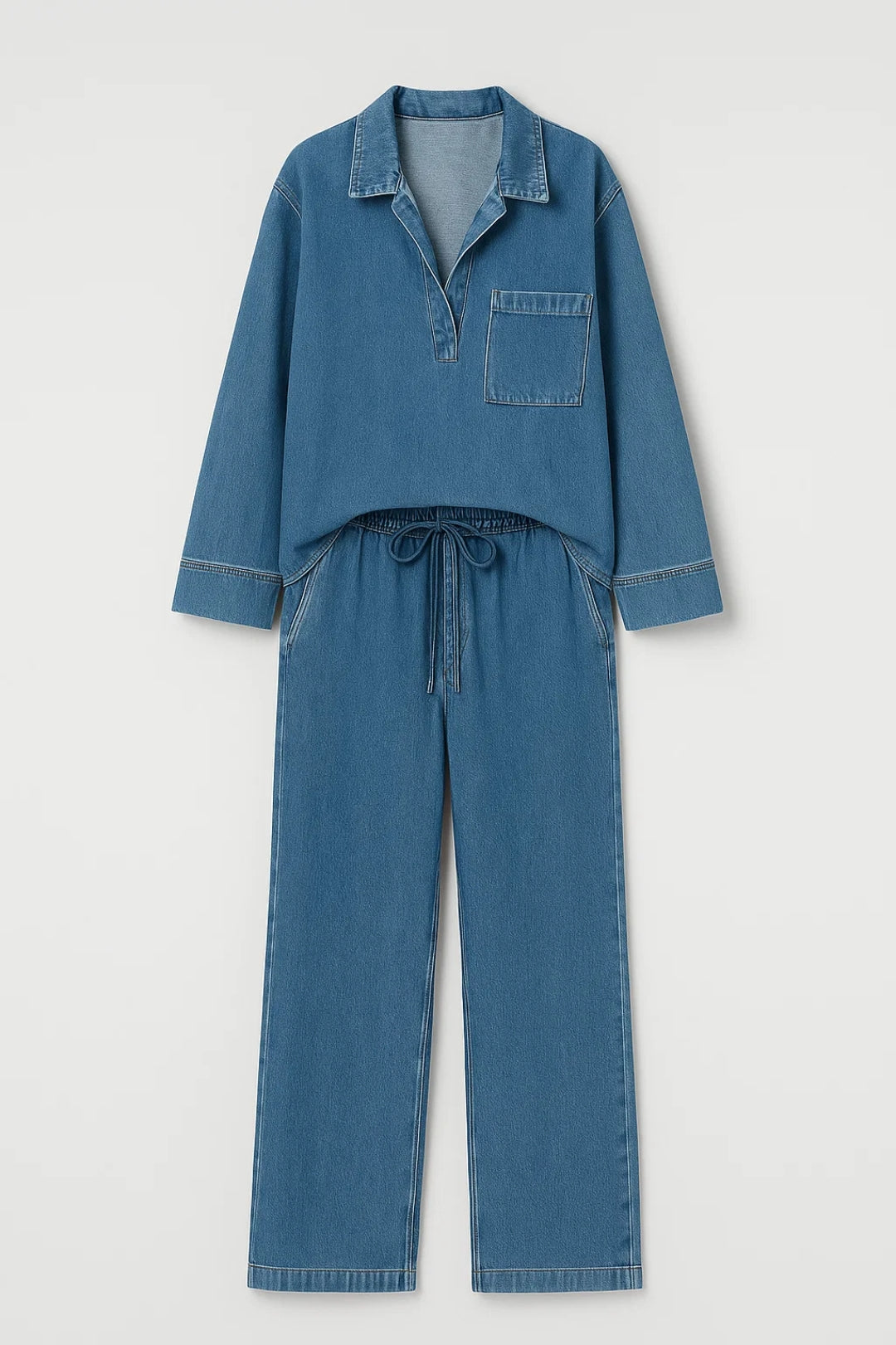 Ensemble Détente | Ensemble pantalon ample et haut col V | Léger et Respirant