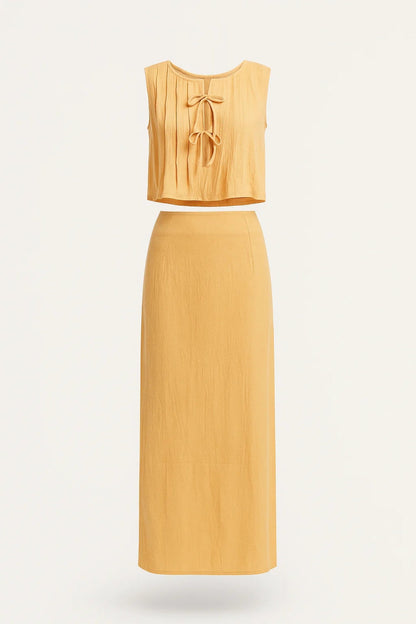 Ensemble Estival | Ensemble top noué et jupe longue | Léger et Respirant