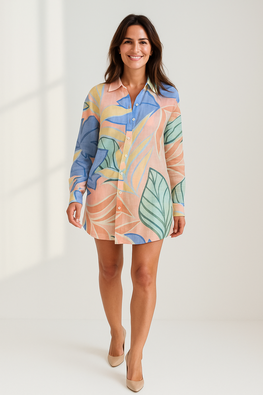 Ensemble Estival Femme | Imprimé Tropical | Lin & Polyester Léger