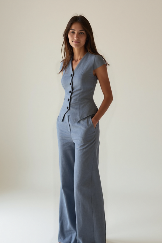 Ensemble Femme | Pantalon Large & Veste Cintrée | Élégant et Structuré
