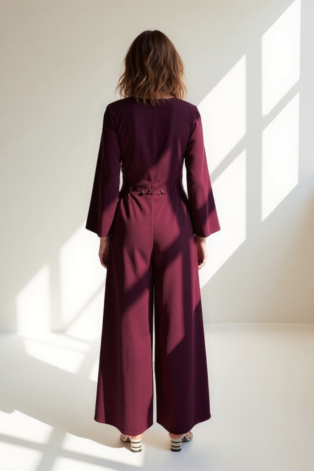 Ensemble Femme | Veste Longue Boutonnée | Pantalon Large Fluide