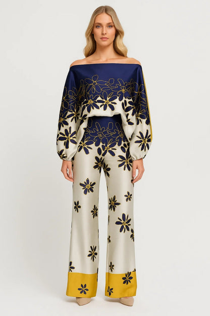 Ensemble Femme - Top Épaules Dénudées et Pantalon Évasé | Été